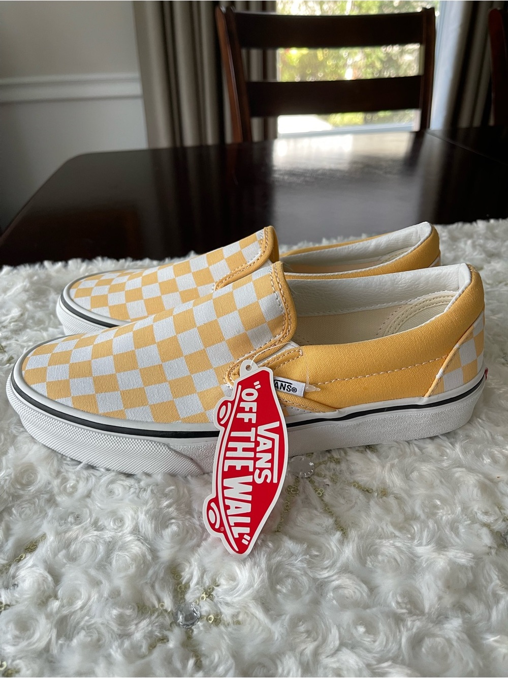 Vans Color Theory Classic Slip-On Checkerboard Sneakers - Golden Glow Size 7.5 - Picture 4 of 11